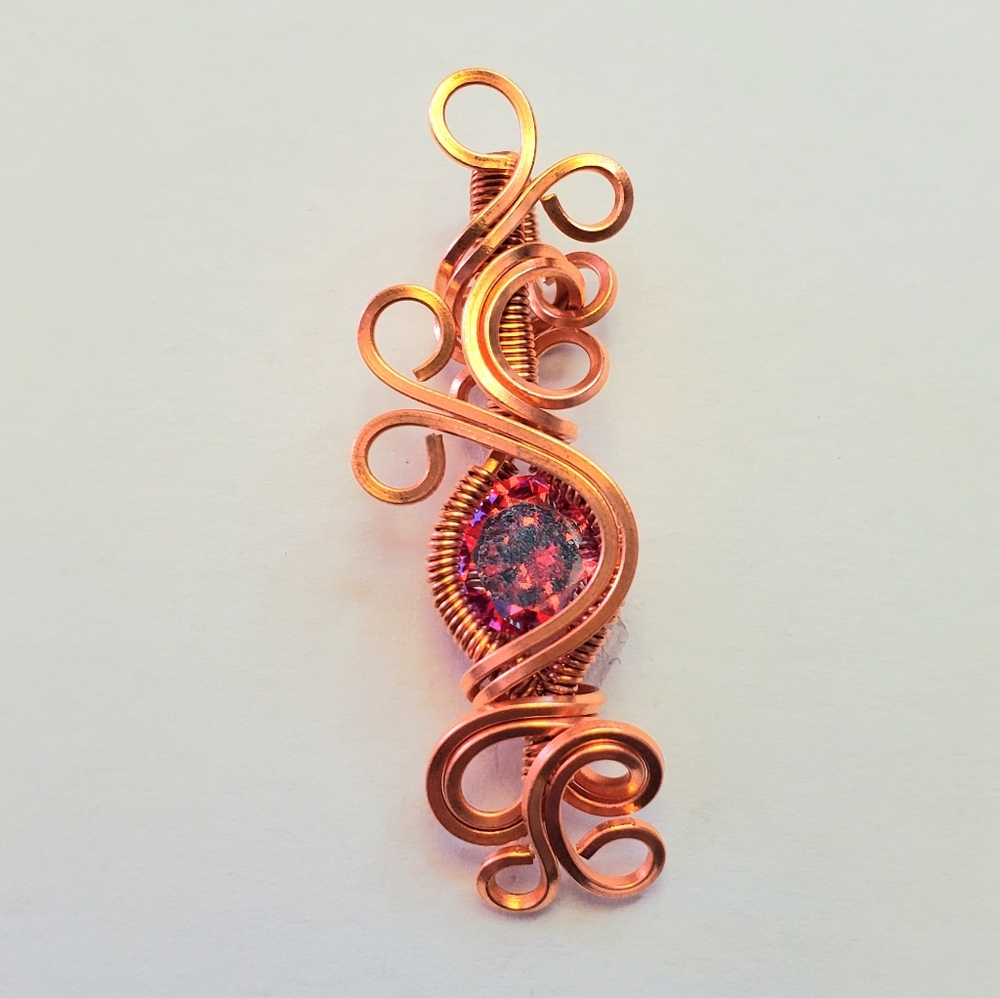 Electroplated cubic zirconia wire wrap necklace